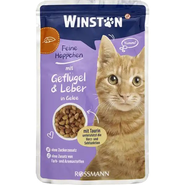 پوچ گربه وینستون با مرغ و جگر در ژله 100 گرمی